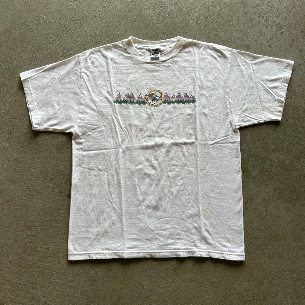 Vintage 90s Peace Frogs Shirt Size XL White Mountain Biking Outdoor Hiking